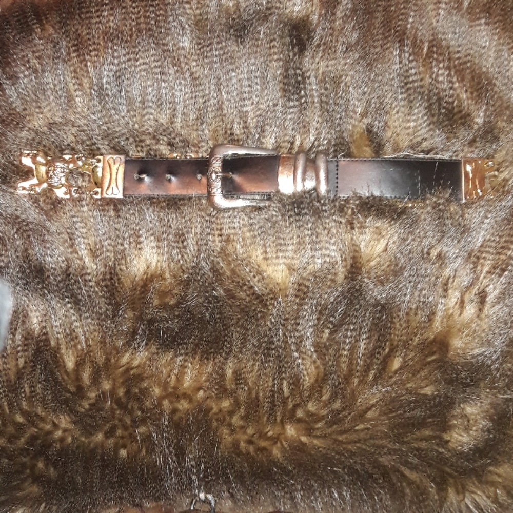 Genuine leather skull and bones belt
